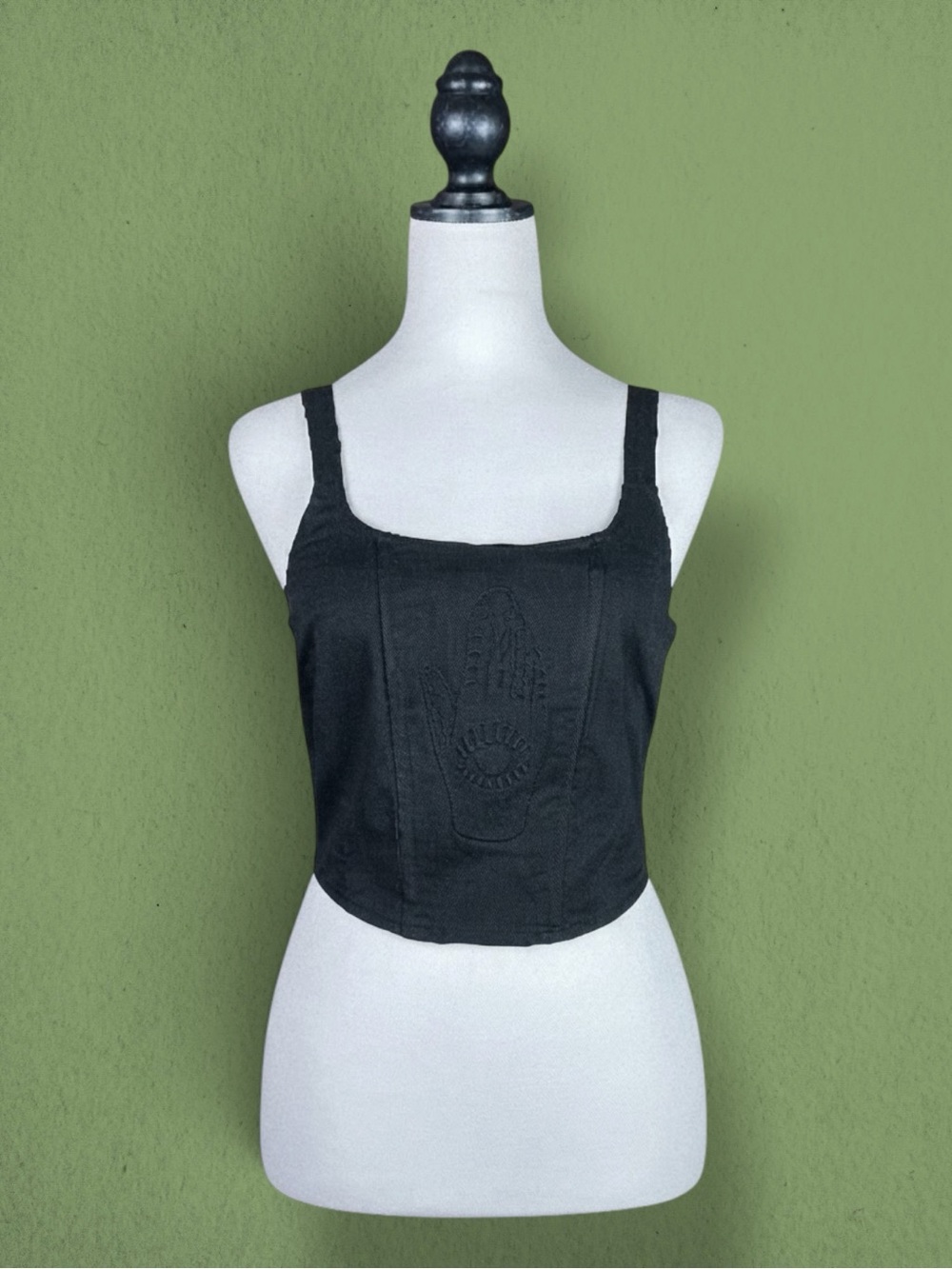 Dangerfield Black Friday Corset Top Black Palmistry Celestial Glam Goth S NWT